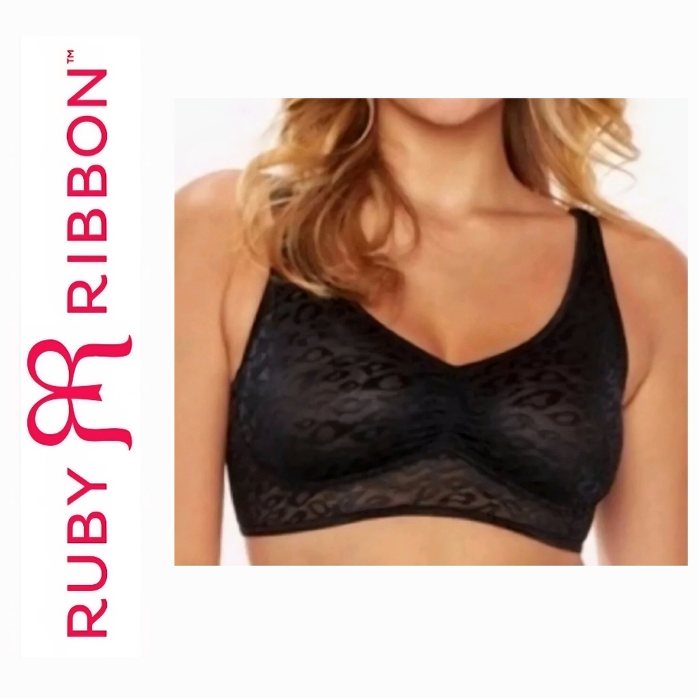 Ruby Ribbon Black Lace Wireless Bralette